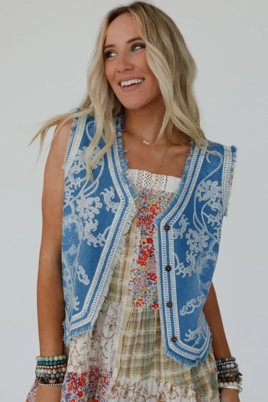 Bombshell Embroidered Vest - Indigo - Pre Order made by Blue B