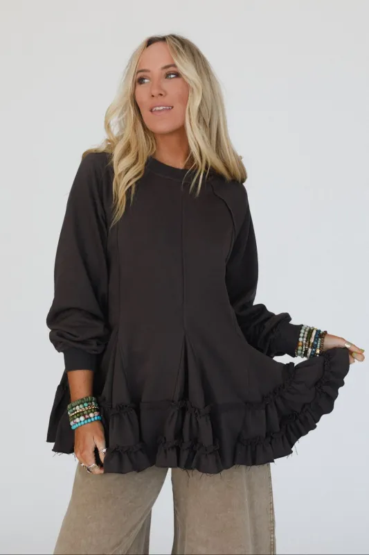 Gia Ruffled Tiered Tunic Top - Ash - Pre Order made by Bluivy