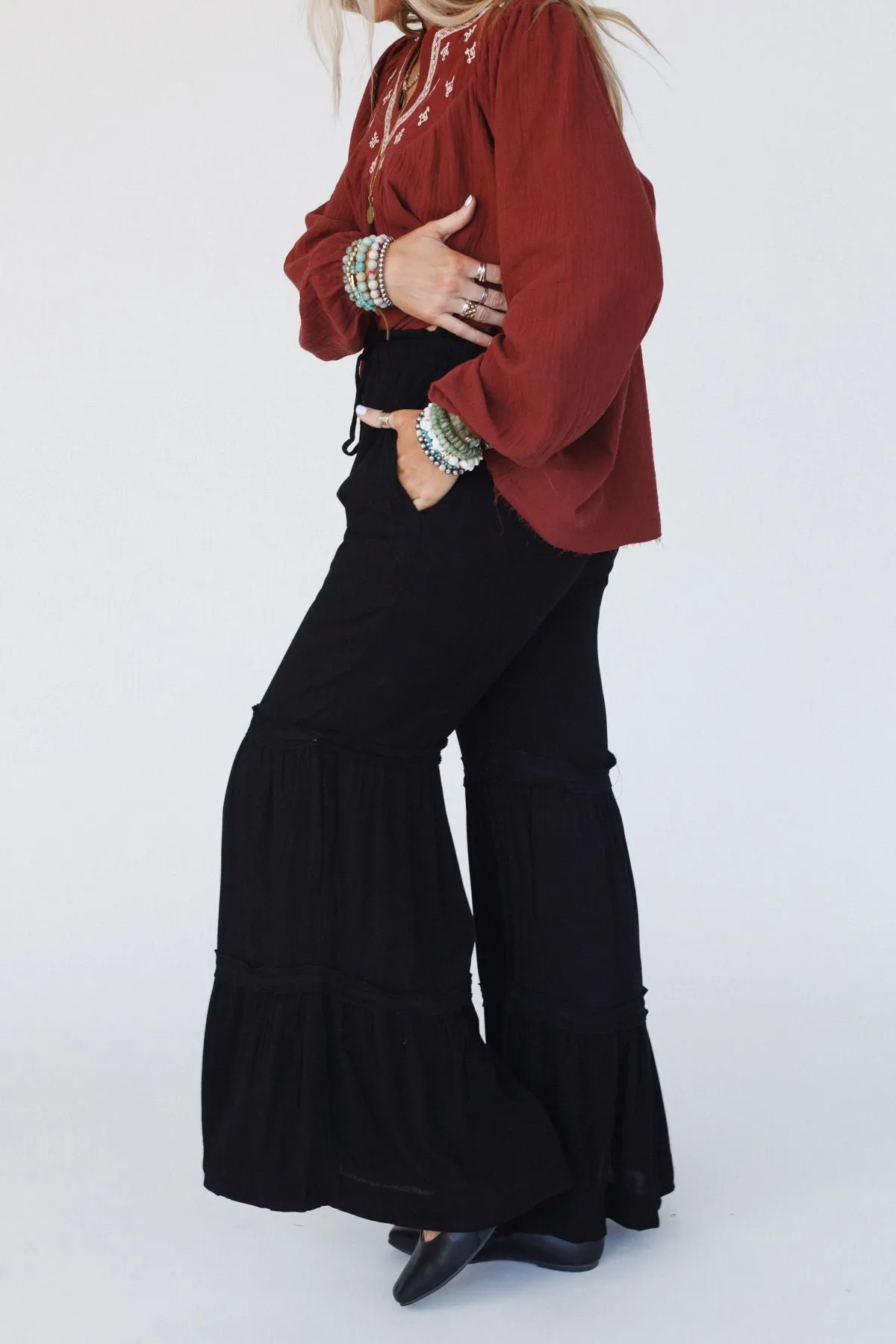 Rebel Heart Tiered Pants - Black - Pre Order sold by Three Bird Nest product image thumbnail 2
