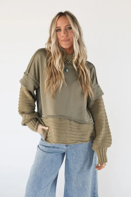 Moonrise Layered Sweater Top - Olive - Pre Order made by Davi & Dani