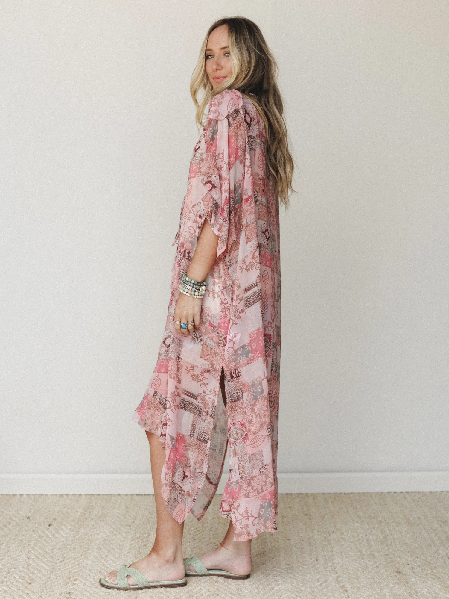 Sunset Petals Kimono - Pink sold by Three Bird Nest product image thumbnail 3