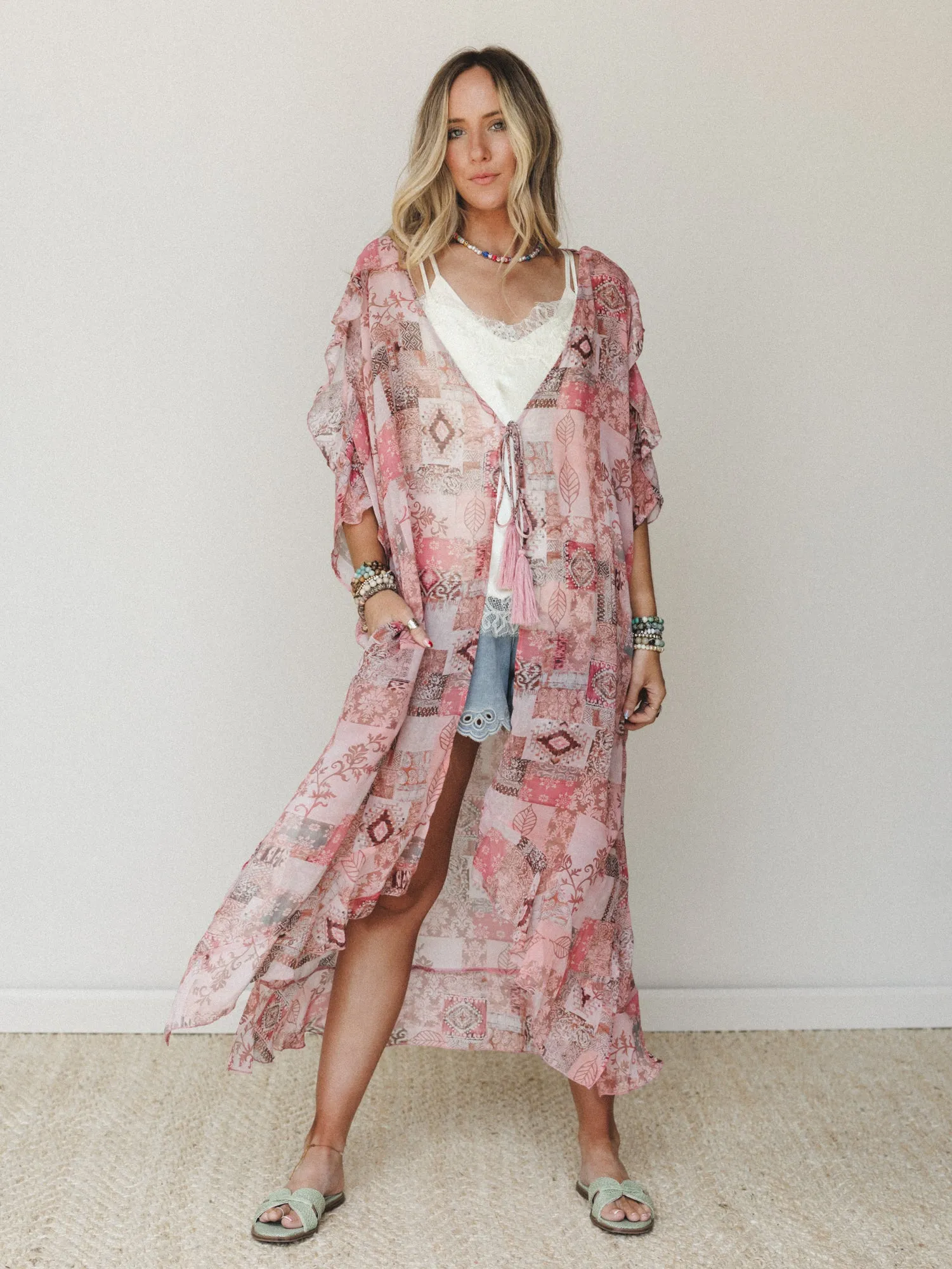 Sunset Petals Kimono - Pink sold by Three Bird Nest