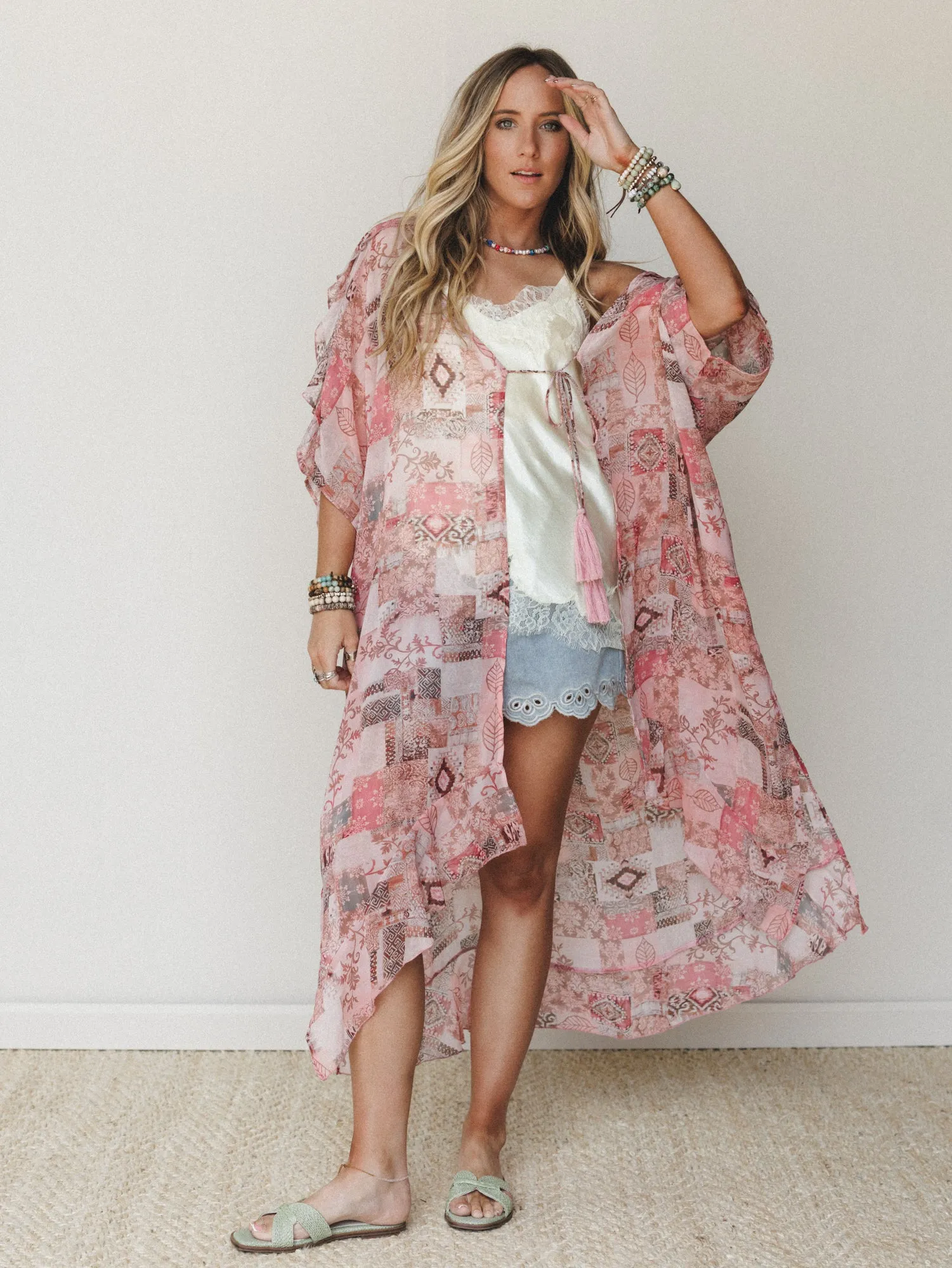 Sunset Petals Kimono - Pink sold by Three Bird Nest product image thumbnail 4