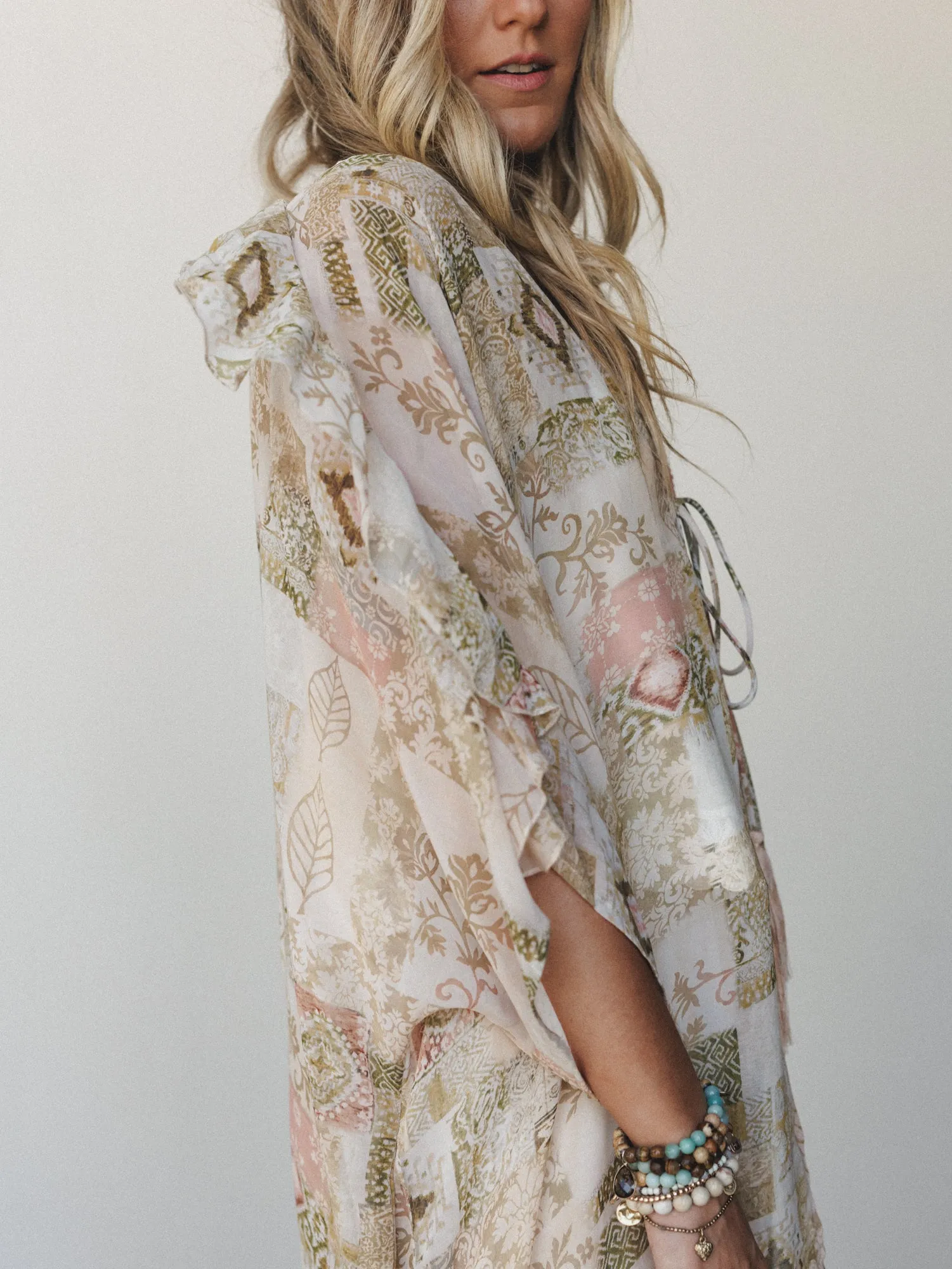 Sunset Petals Kimono - Mocha Beige sold by Three Bird Nest product image thumbnail 4