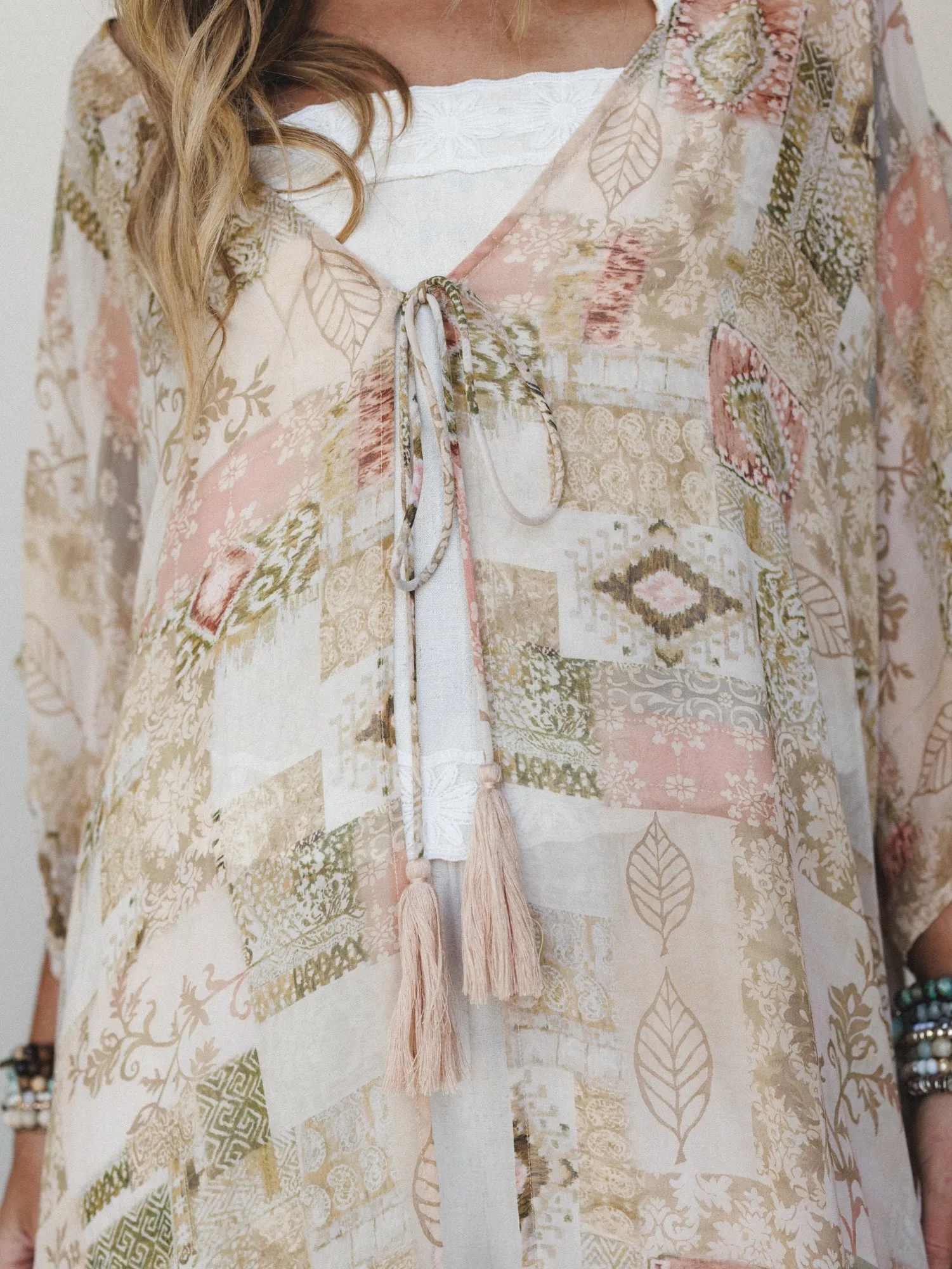 Sunset Petals Kimono - Mocha Beige sold by Three Bird Nest product image thumbnail 3
