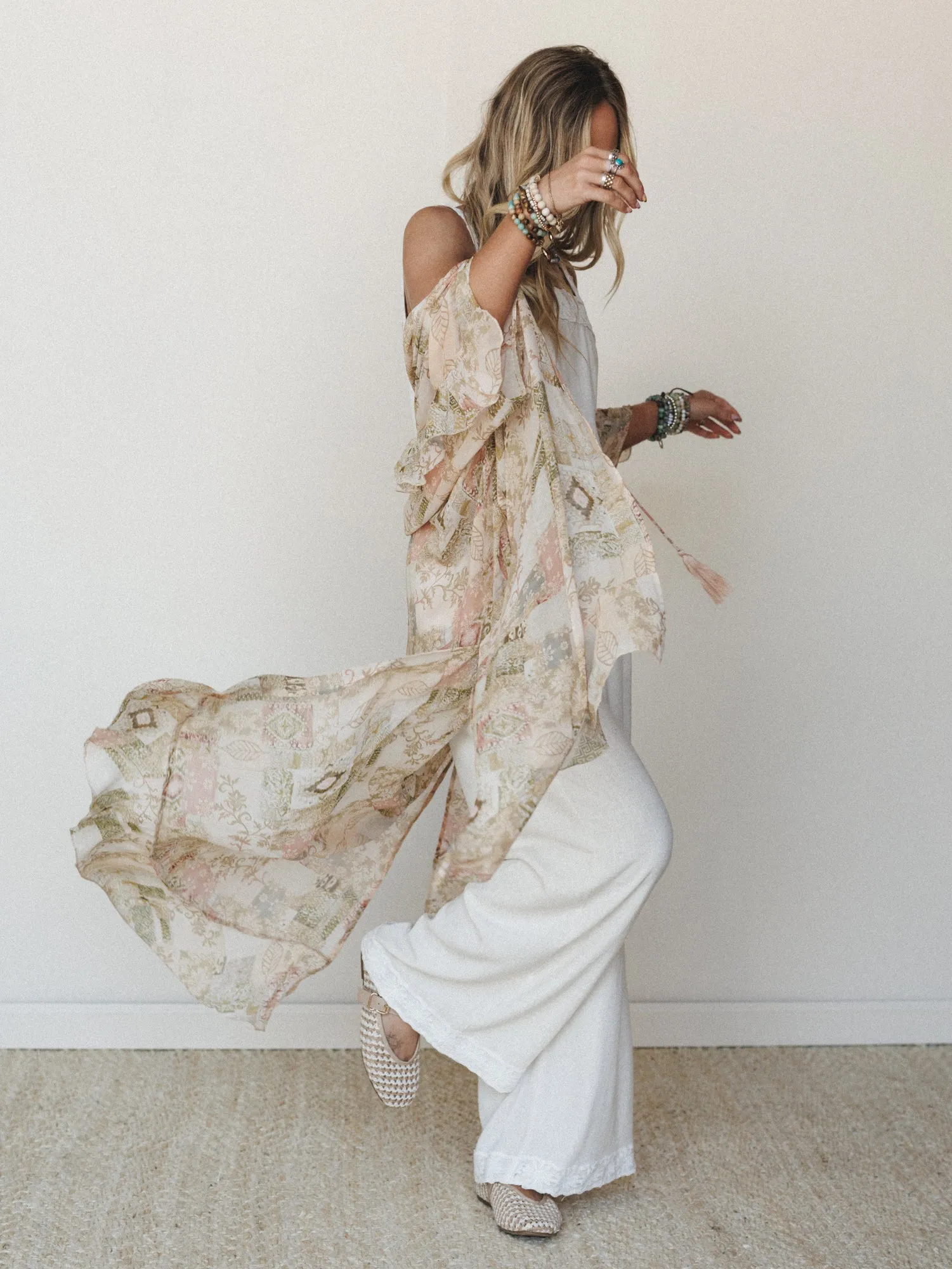 Sunset Petals Kimono - Mocha Beige sold by Three Bird Nest product image thumbnail 5