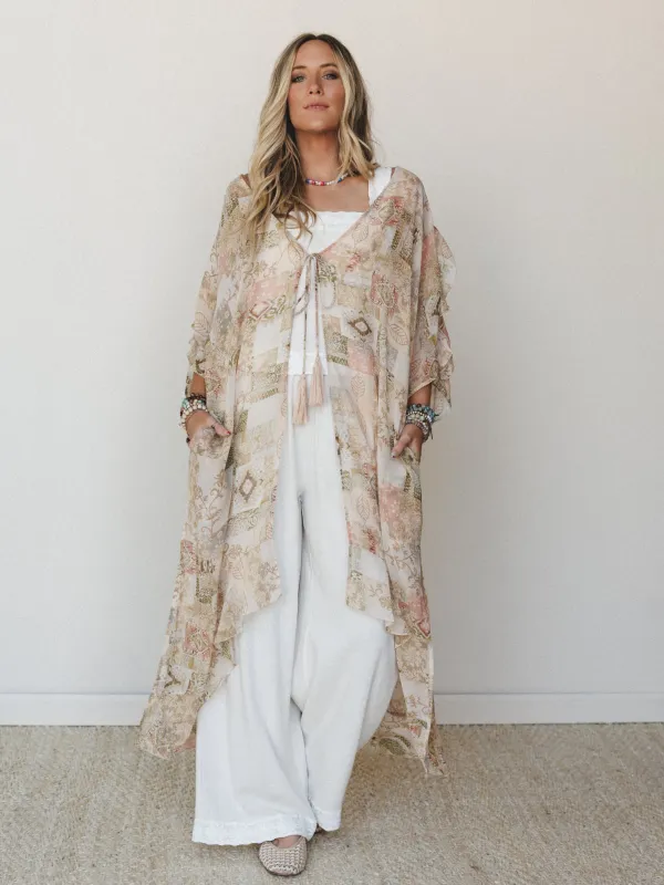 Sunset Petals Kimono - Mocha Beige made by Davi & Dani