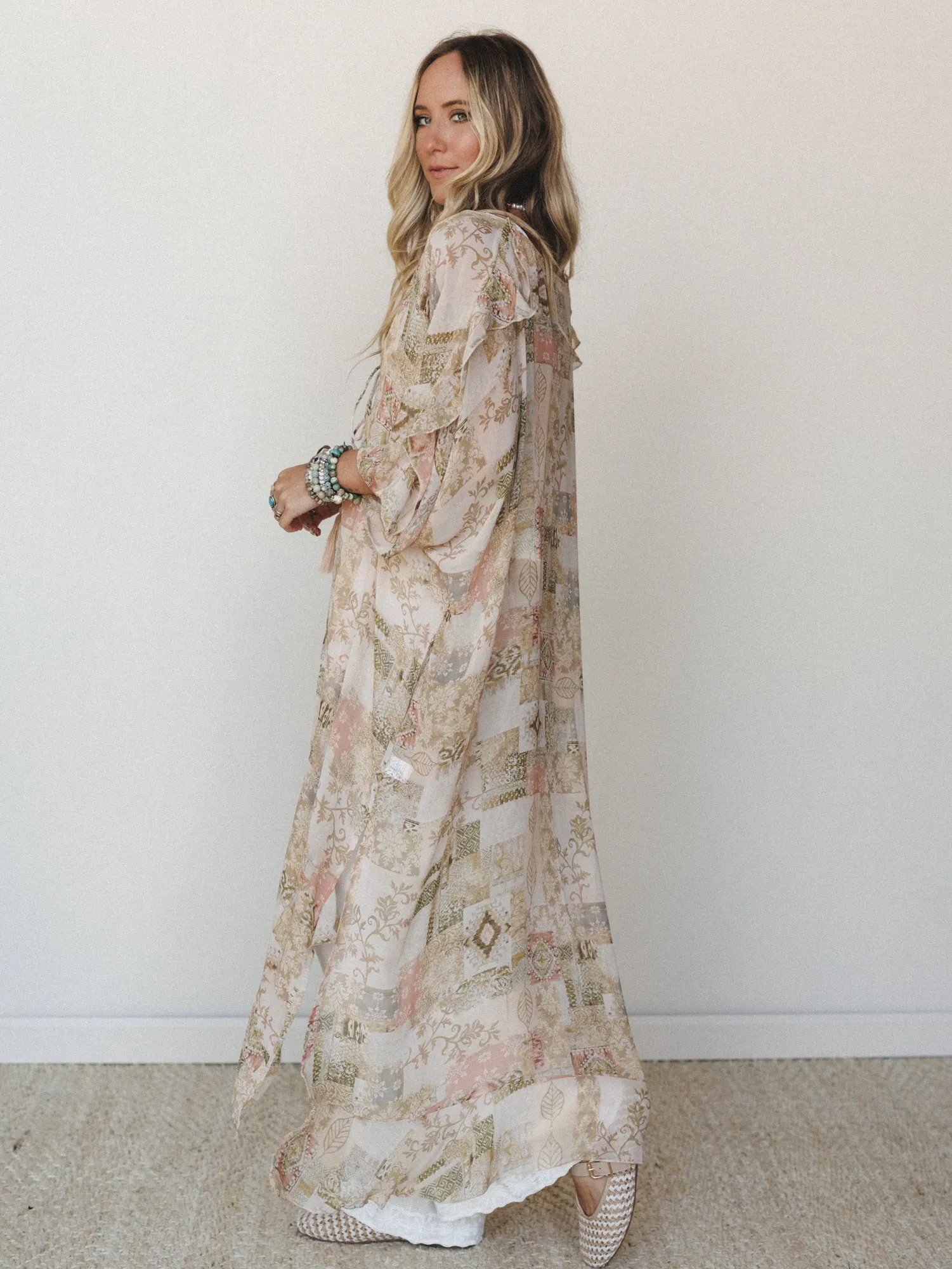 Sunset Petals Kimono - Mocha Beige sold by Three Bird Nest product image thumbnail 2