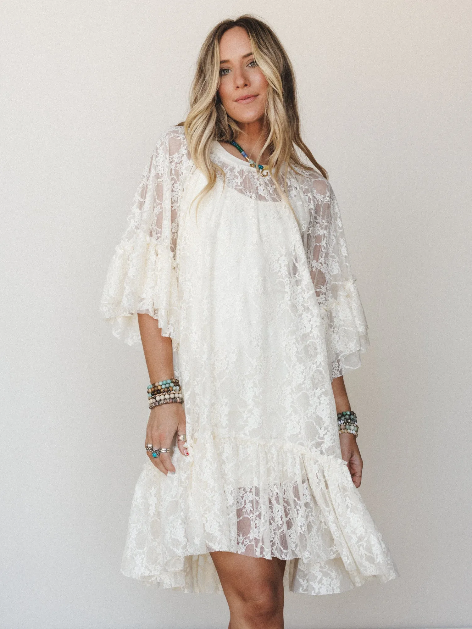 Days in Love Lace Layering Dress - Cream sold by Three Bird Nest product image thumbnail 5