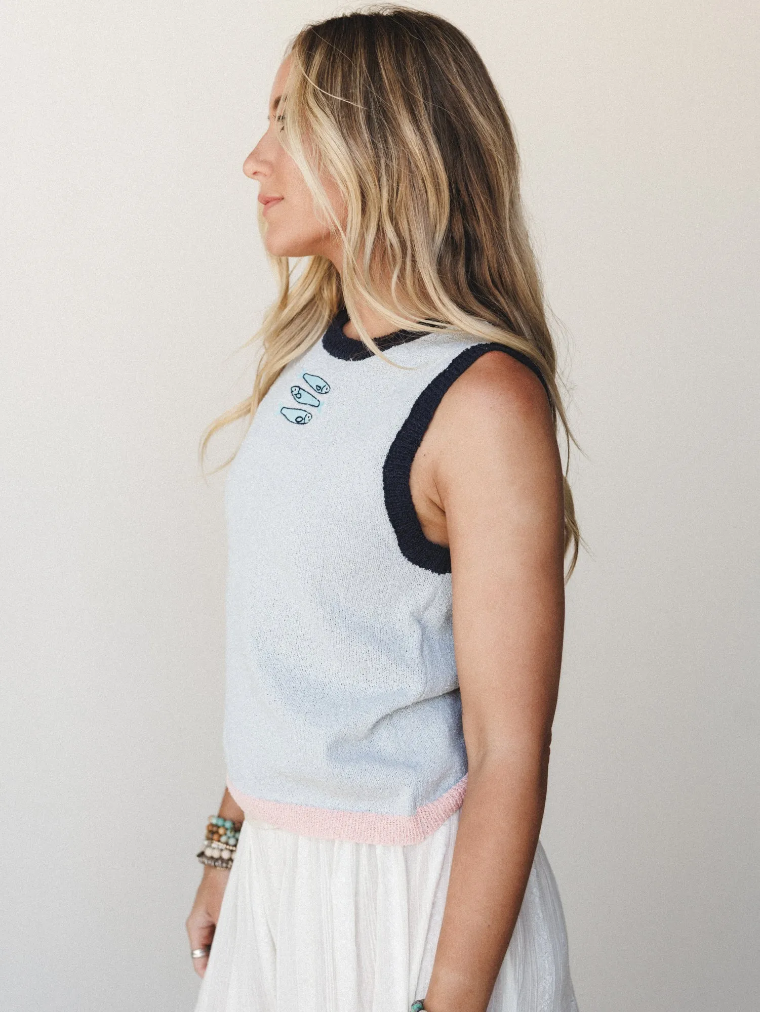 Favorite Things Knitted Tank - Pale Blue sold by Three Bird Nest product image thumbnail 3