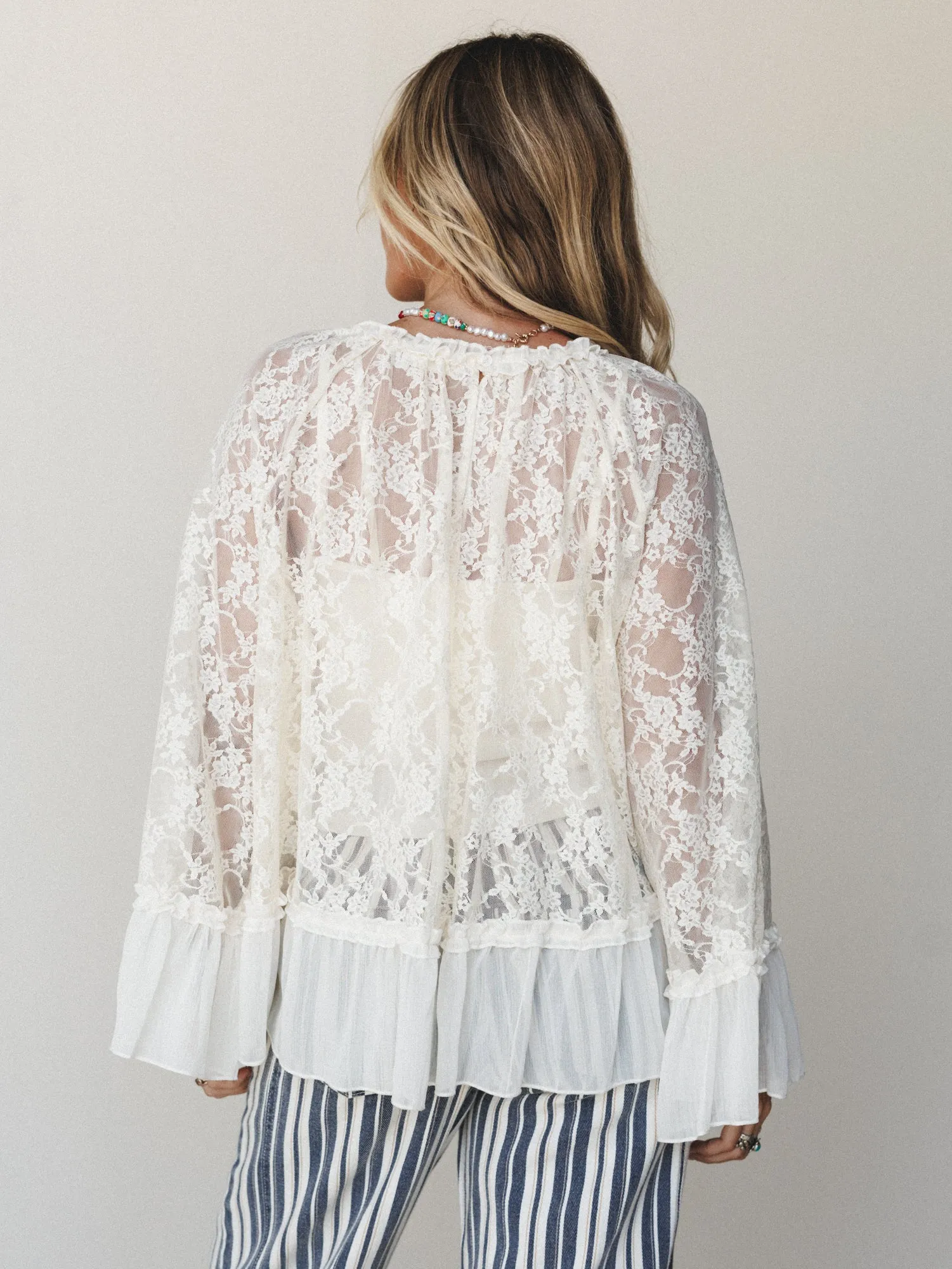 Boho Lace Top - Cream sold by Three Bird Nest product image thumbnail 5