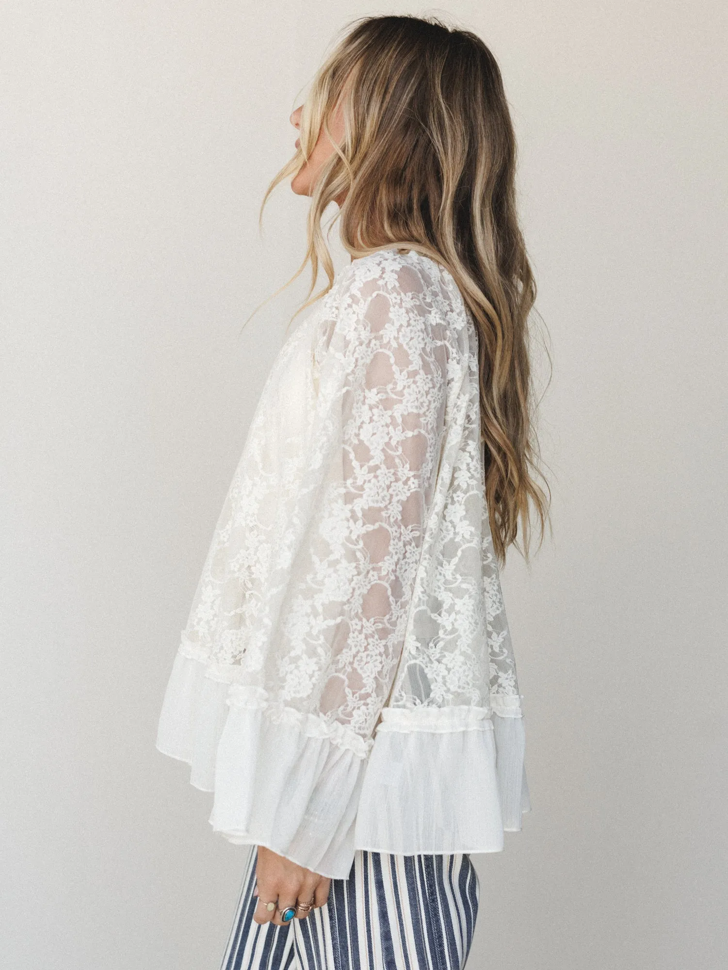 Boho Lace Top - Cream sold by Three Bird Nest product image thumbnail 3