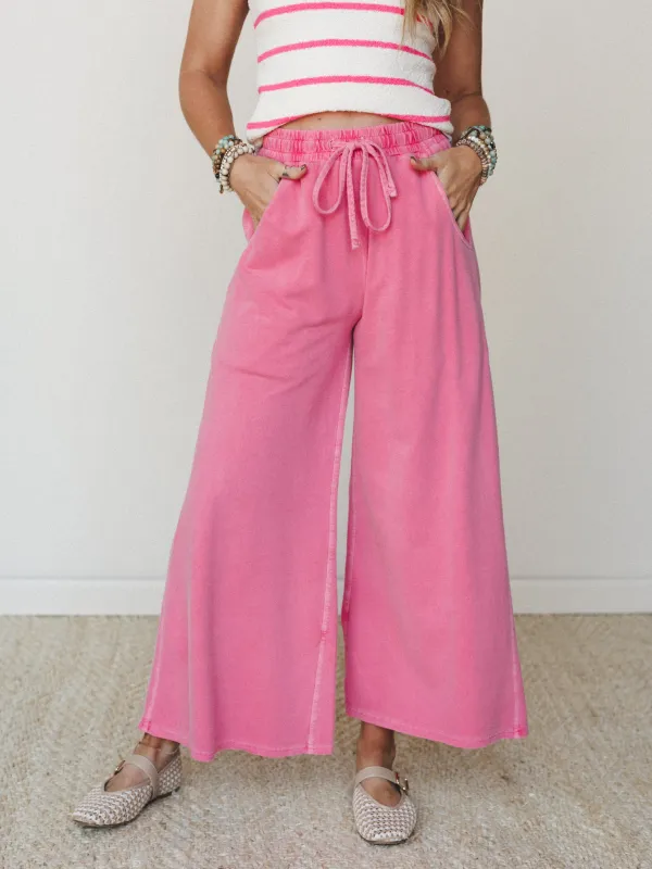 Wild Solistice Drawstring Pants - Fuchsia made by Zenana