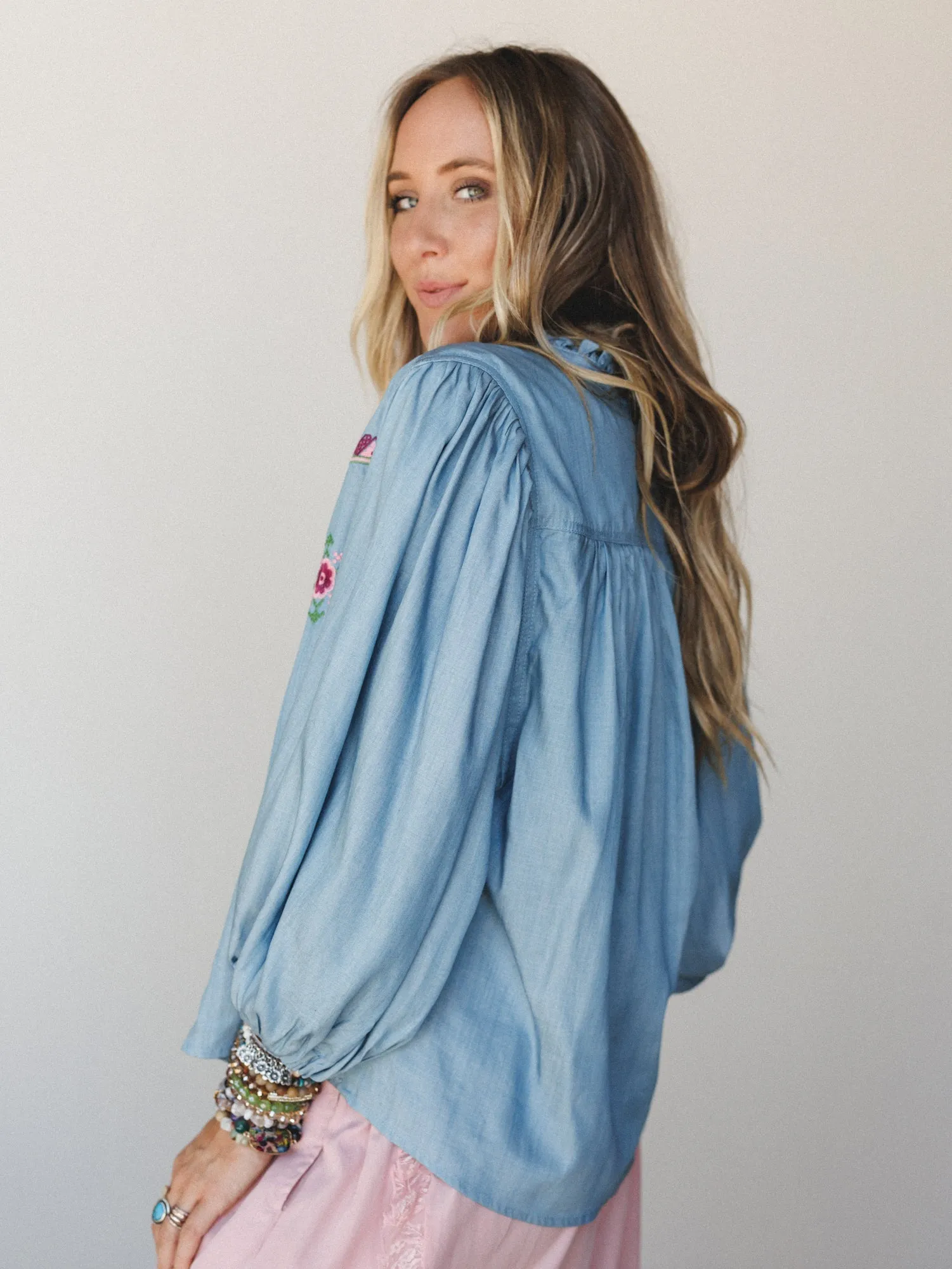 Canyon Wind Blouse - Washed Denim sold by Three Bird Nest product image thumbnail 4