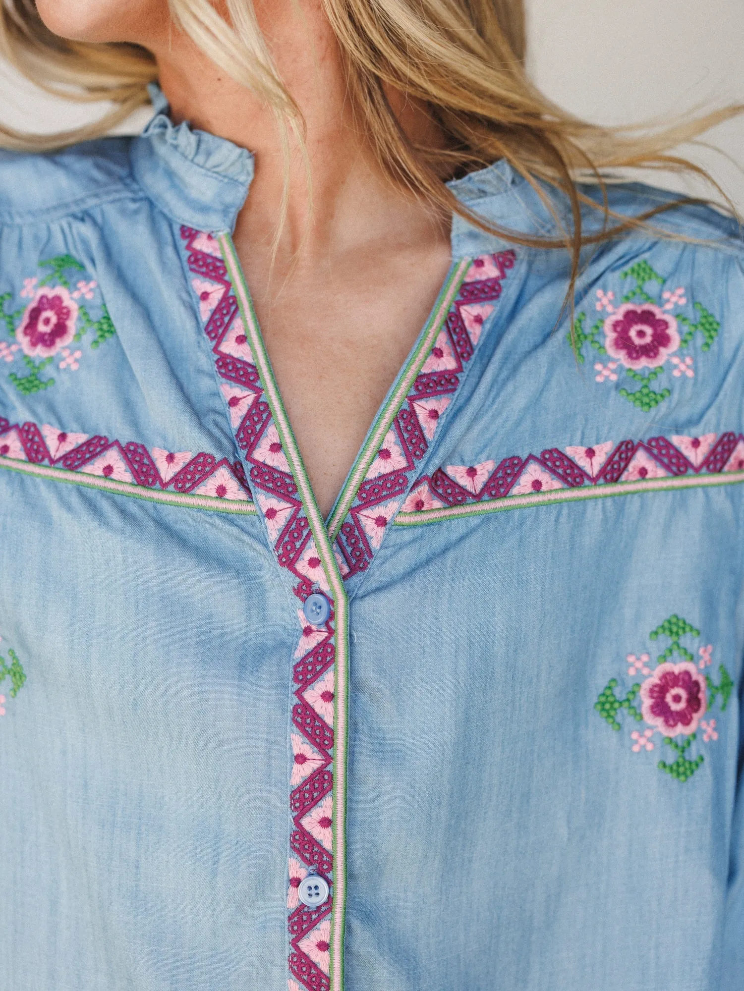 Canyon Wind Blouse - Washed Denim sold by Three Bird Nest product image thumbnail 3