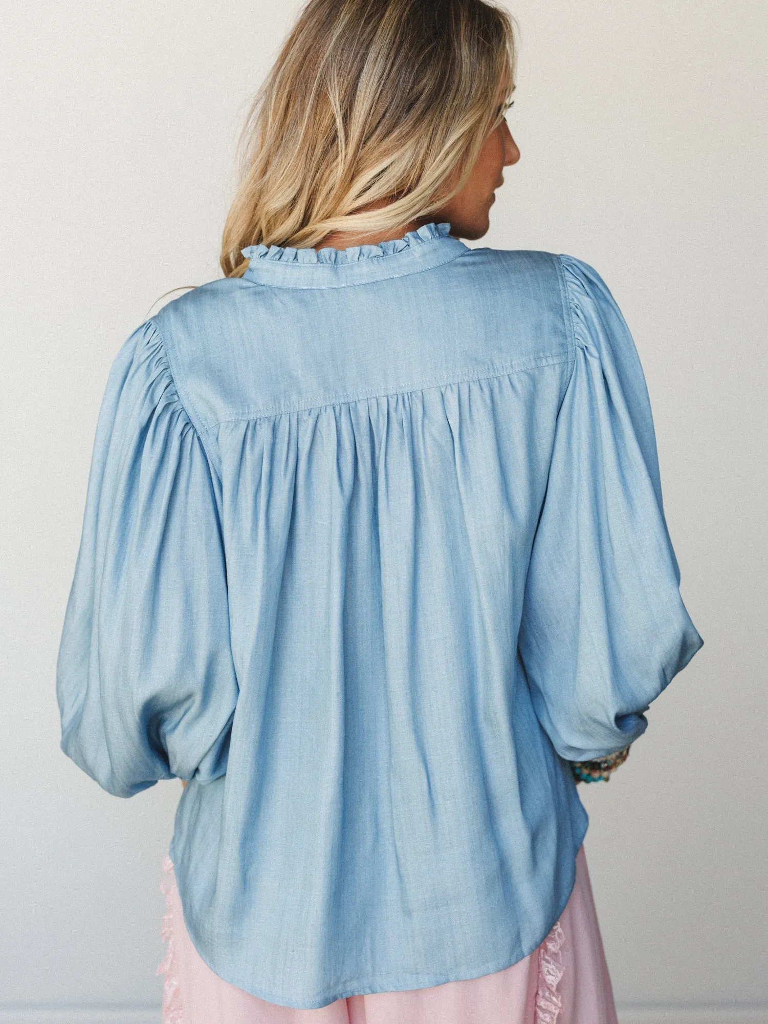 Canyon Wind Blouse - Washed Denim sold by Three Bird Nest product image thumbnail 5