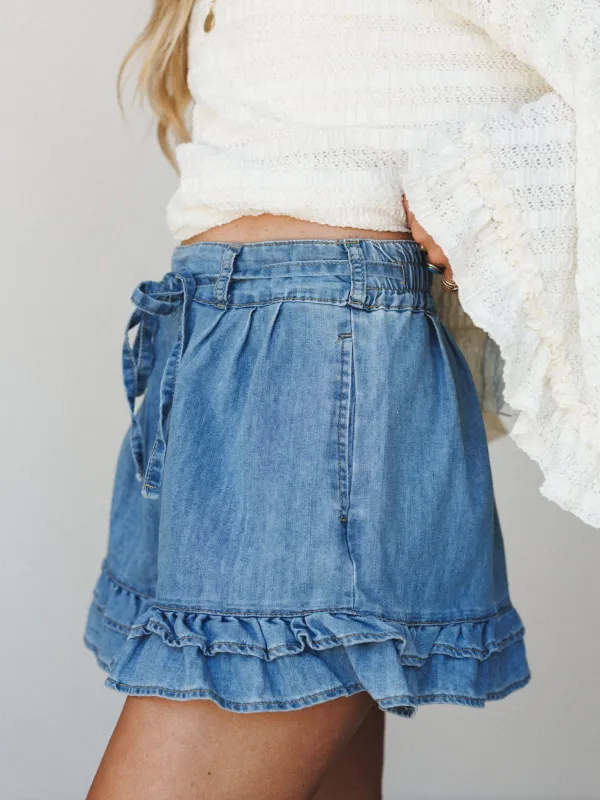 Honeylight Denim Shorts - Washed Denim made by easel