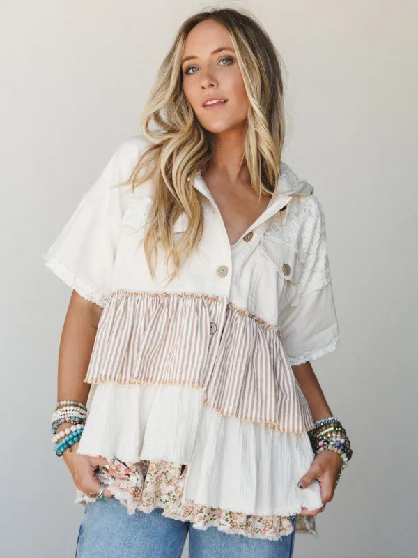 Dandelion Doll Top - Natural Multi made by Three Bird Nest