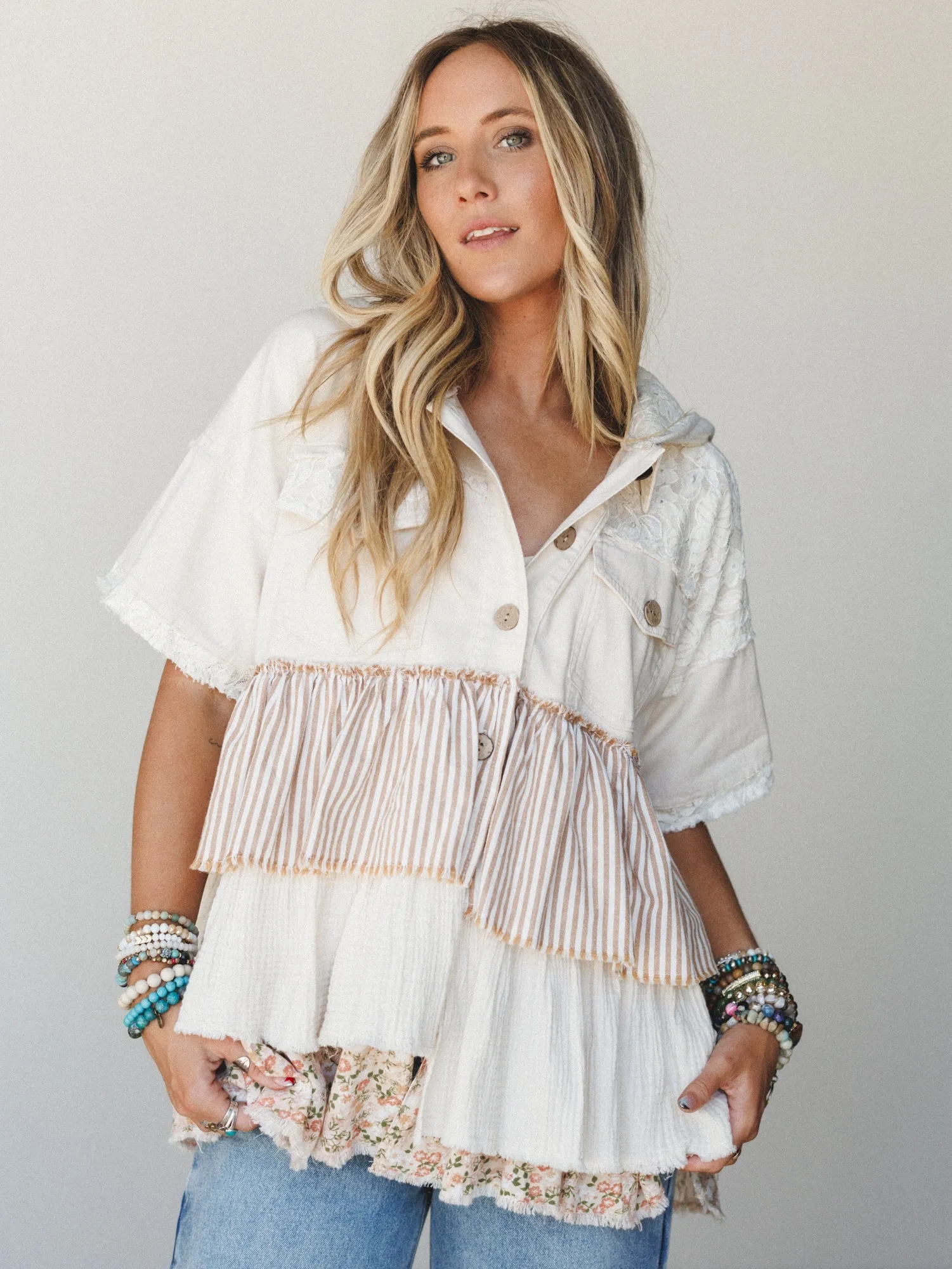 Dandelion Doll Top - Natural Multi sold by Three Bird Nest