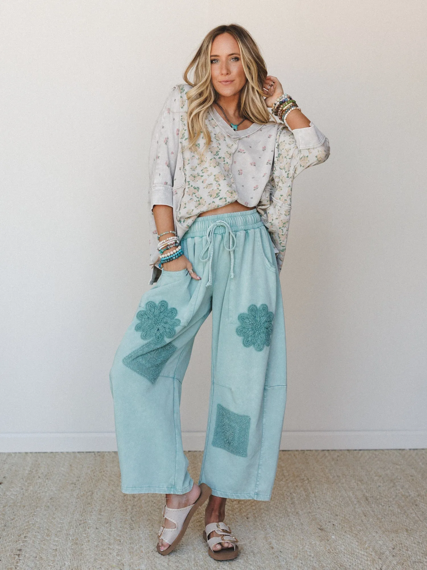 Sunset Wildflower Pants - Sage sold by Three Bird Nest product image thumbnail 4