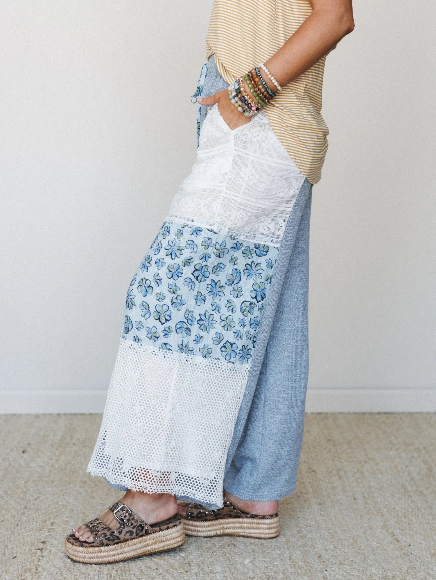 Floral Dandy Pants - Blue sold by Three Bird Nest