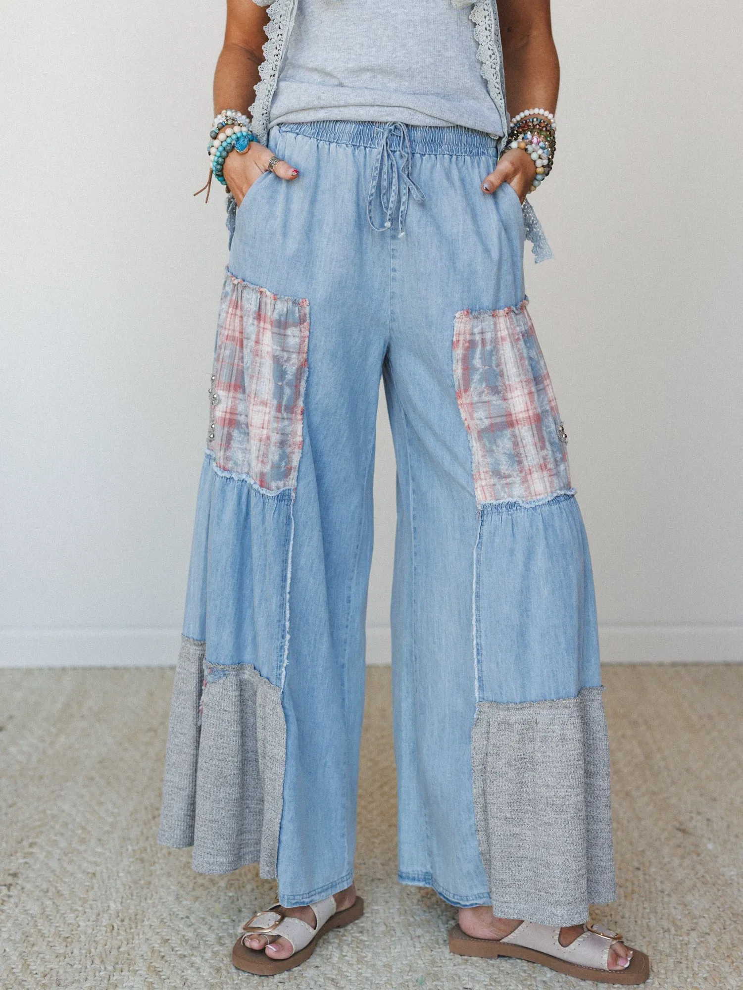 Star Keeper Pants - Light Denim Multi sold by Three Bird Nest