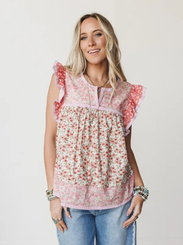 Meadow Maze Blouse - Rose Pink - Pre Order made by mittoshop
