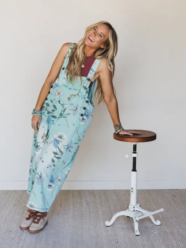 High Hopes Slouchy Denim Overalls - Mint - Pre Order made by easel