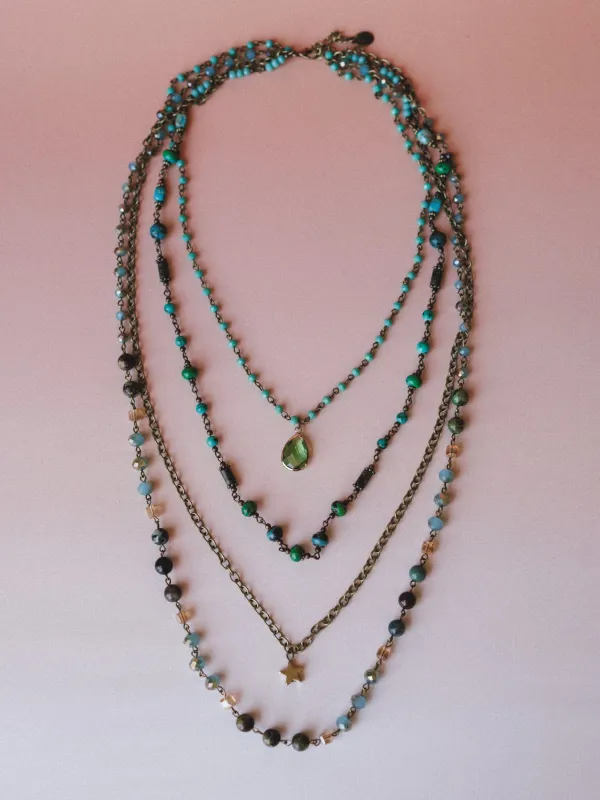 Santorini Layered Necklace  - Green - Pre Order made by Three Bird Nest