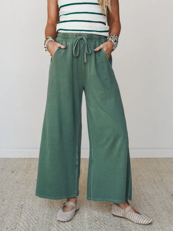 Wild Solistice Drawstring Pants - Army Green made by Zenana