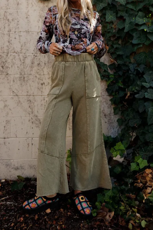 The Nest Sunset Shore Wide Leg Pants - Olive - Pre Order made by mittoshop