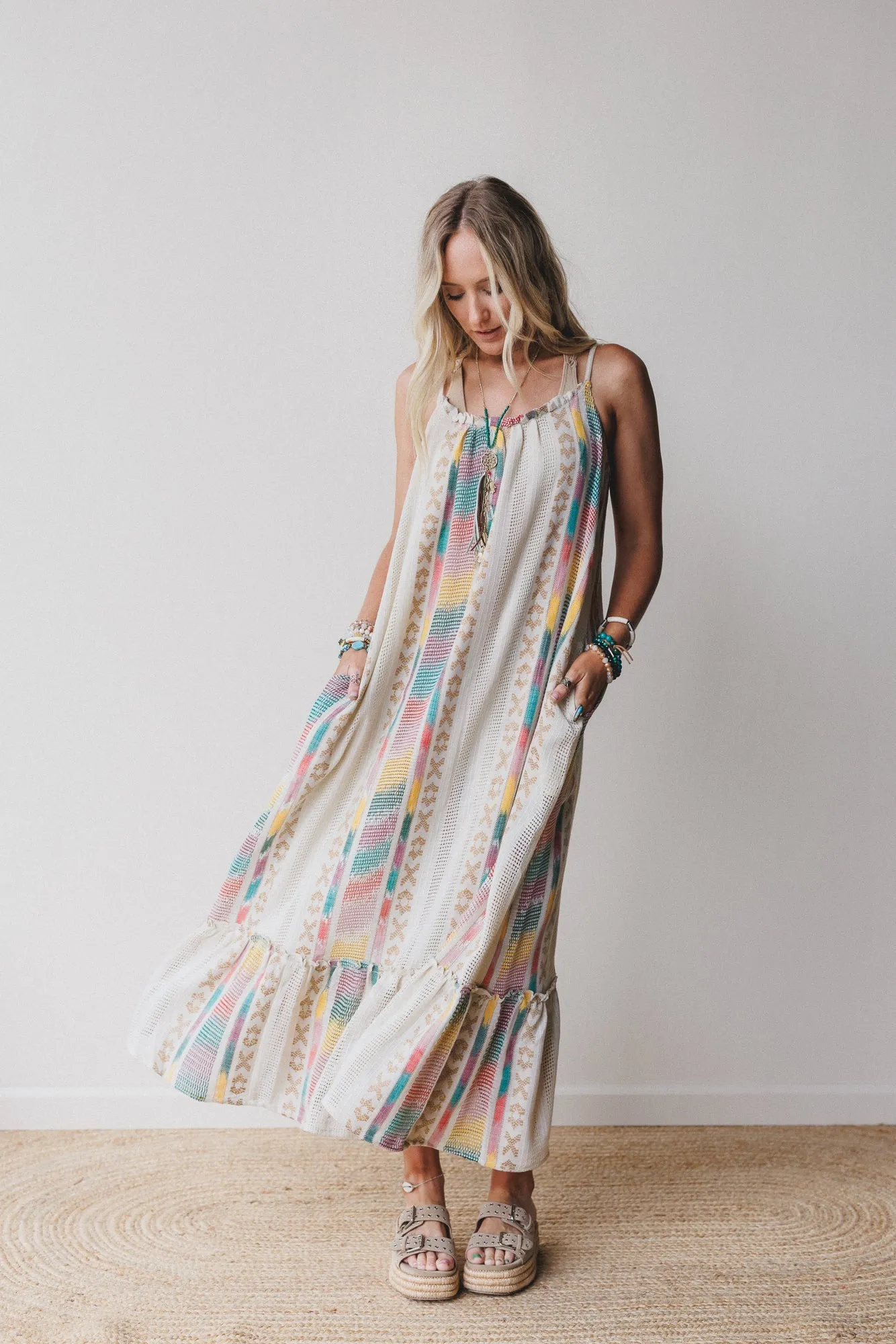 Goa Embroidered Maxi Dress - Cream Multi - Pre Order sold by Three Bird Nest