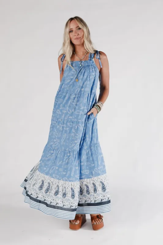 Golden Meadow Maxi Dress - Blue - Pre Order made by En Creme