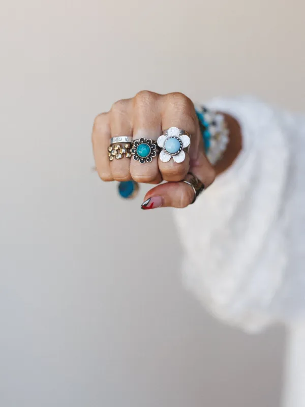 Flower Power Ring - Turquoise made by Three Bird Nest