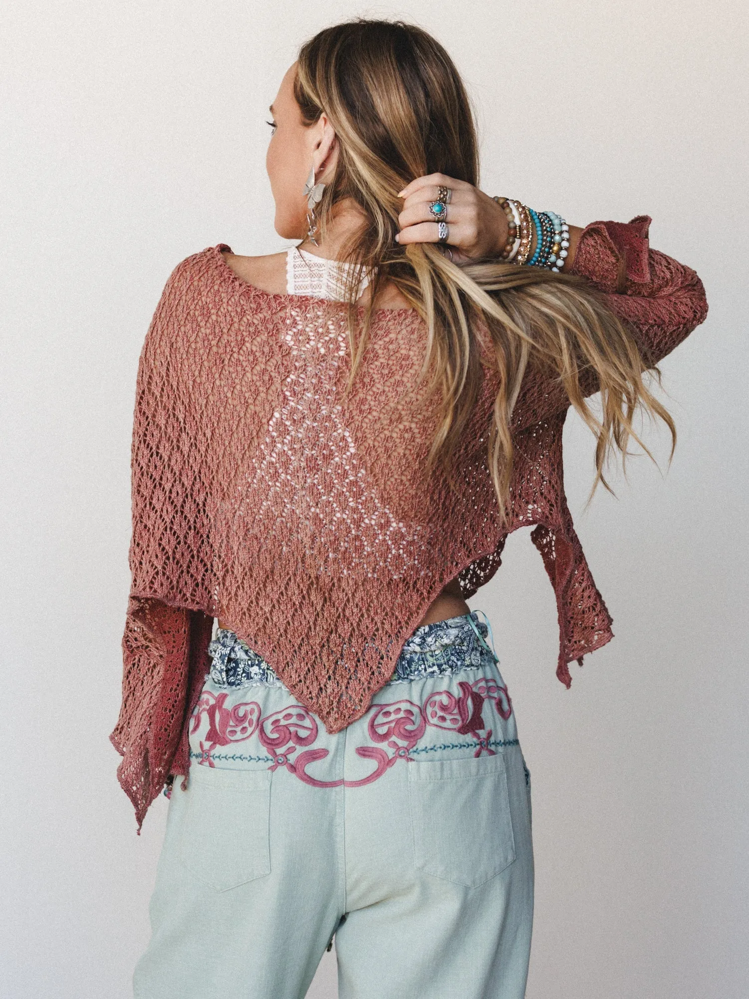 Elaria Poncho - Powder Brick sold by Three Bird Nest product image thumbnail 4