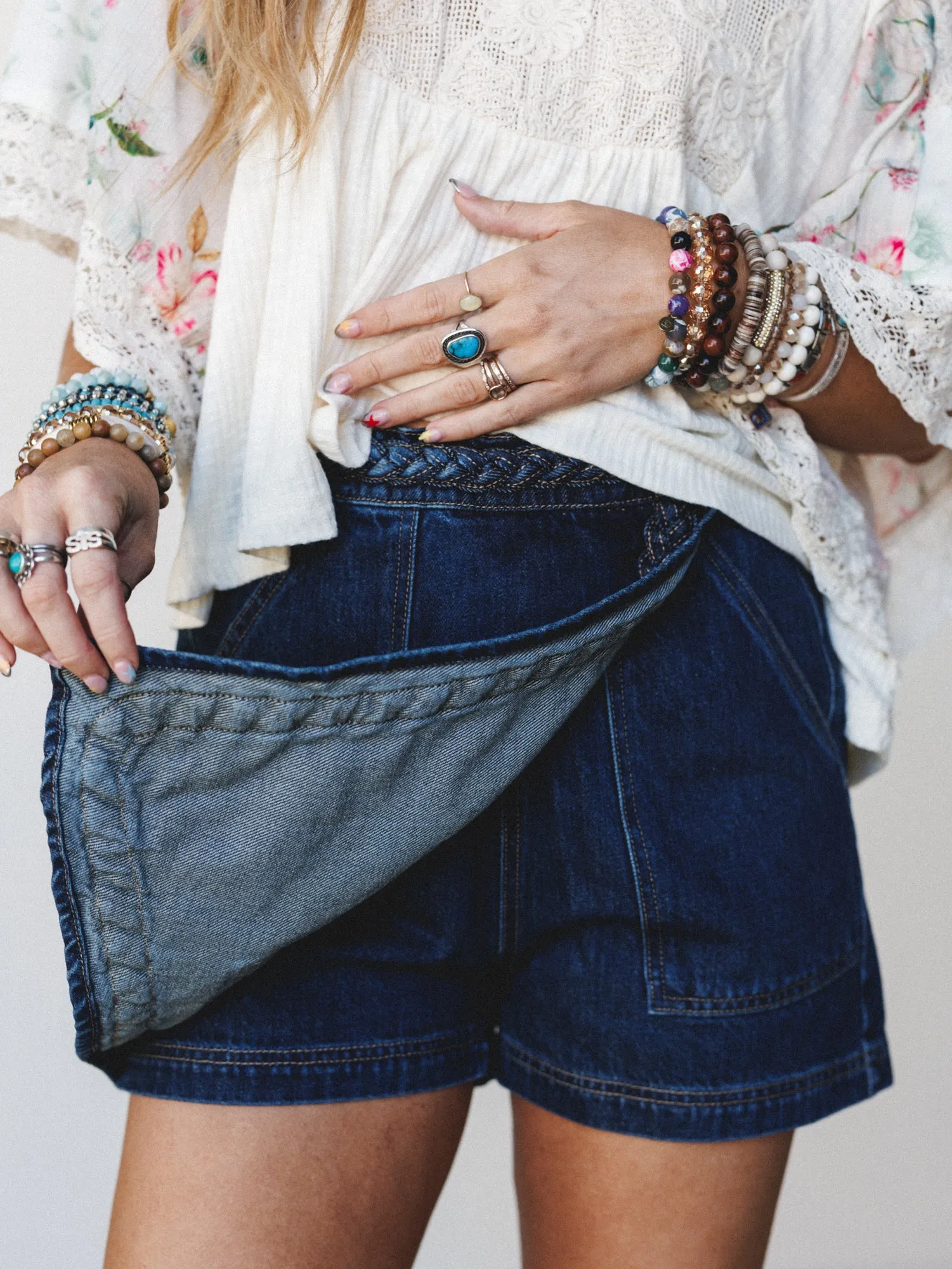Hope is Alive Denim Short - Dark Denim sold by Three Bird Nest product image thumbnail 3