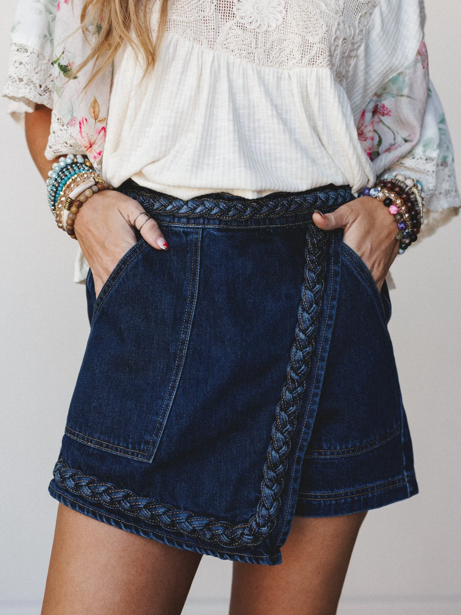 Hope is Alive Denim Short - Dark Denim sold by Three Bird Nest product image thumbnail 2