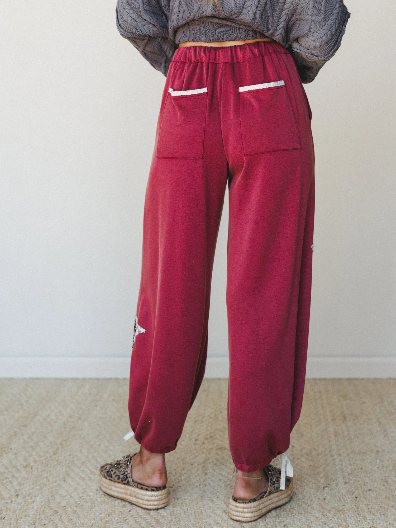 The Nest Bobbie Patchwork Convertible Wide Leg Pant - Magenta sold by Three Bird Nest product image thumbnail 5