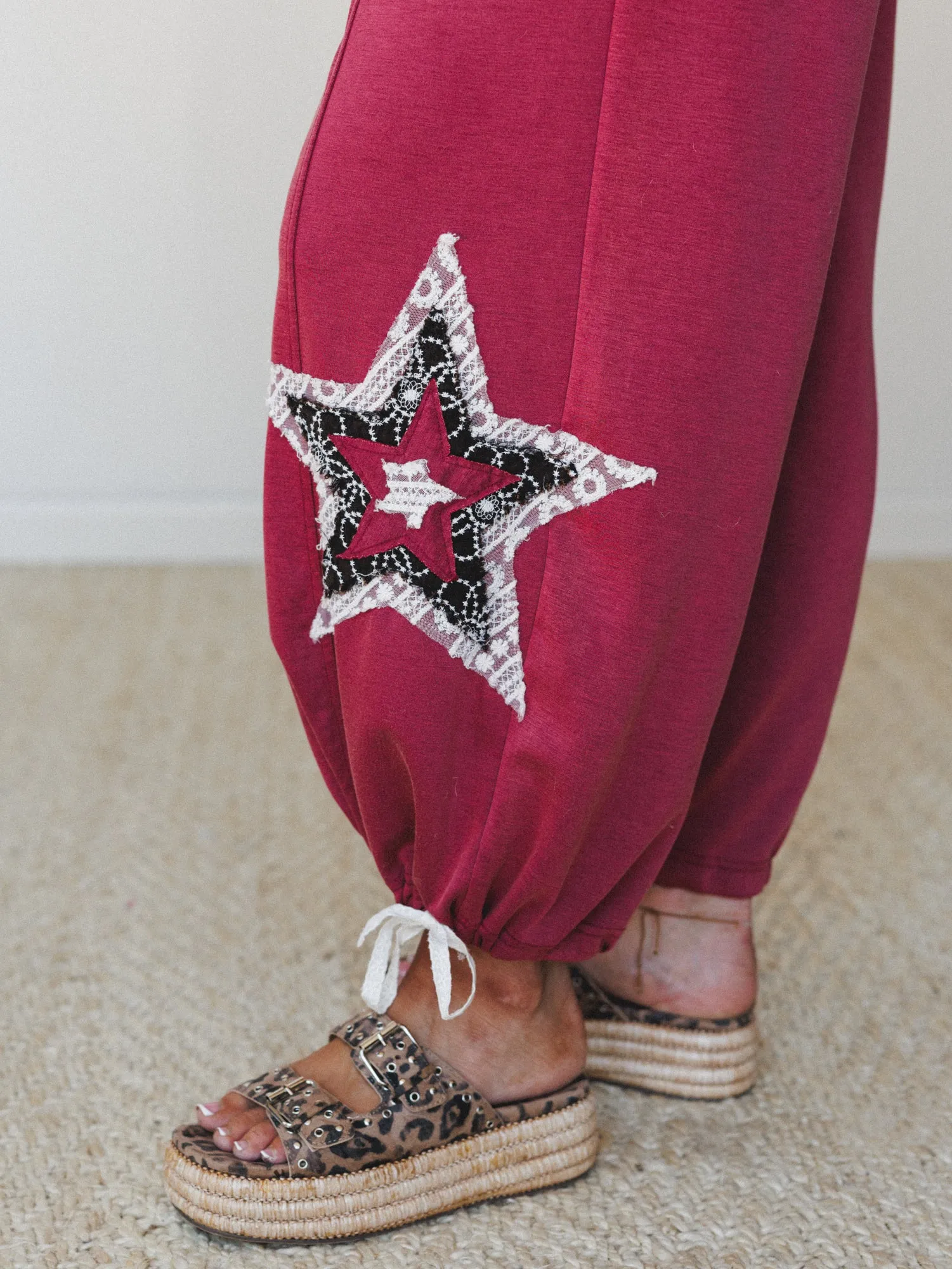 The Nest Bobbie Patchwork Convertible Wide Leg Pant - Magenta sold by Three Bird Nest product image thumbnail 4
