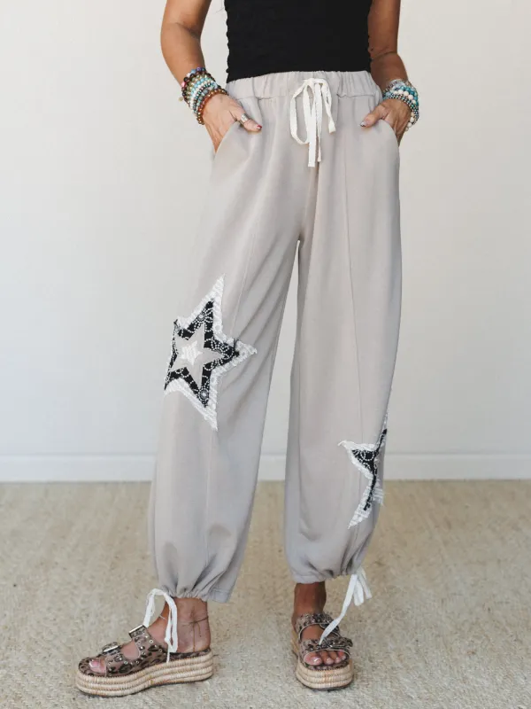 The Nest Bobbie Patchwork Convertible Wide Leg Pant - Taupe made by Davi & Dani