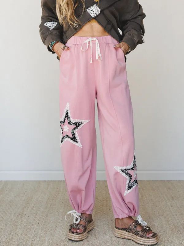 The Nest Bobbie Patchwork Convertible Wide Leg Pant - Pink made by Davi & Dani
