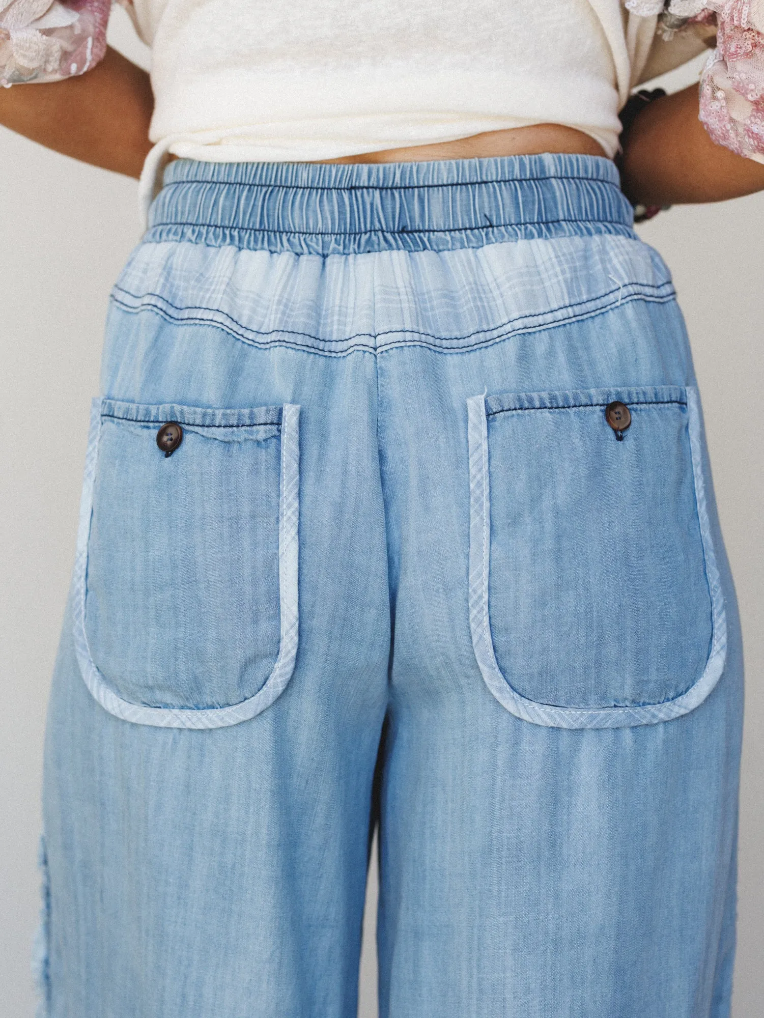 Grey Petal Pants - Washed Denim sold by Three Bird Nest product image thumbnail 2