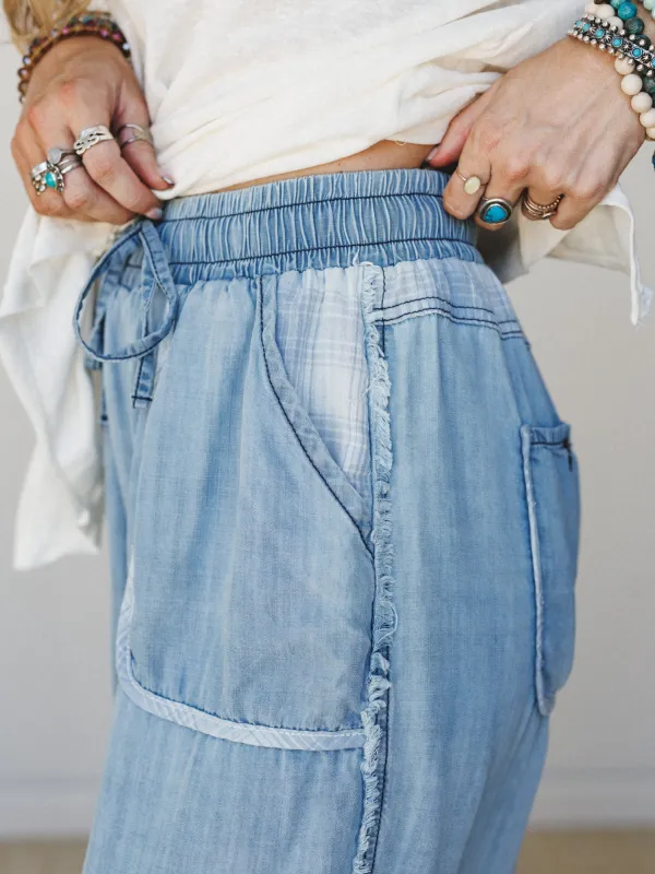 Grey Petal Pants - Washed Denim made by easel