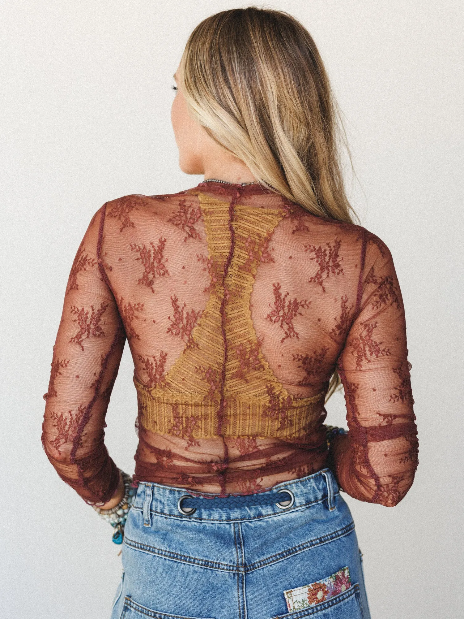 In Love with Lace Layering Top - Red Bean sold by Three Bird Nest product image thumbnail 4