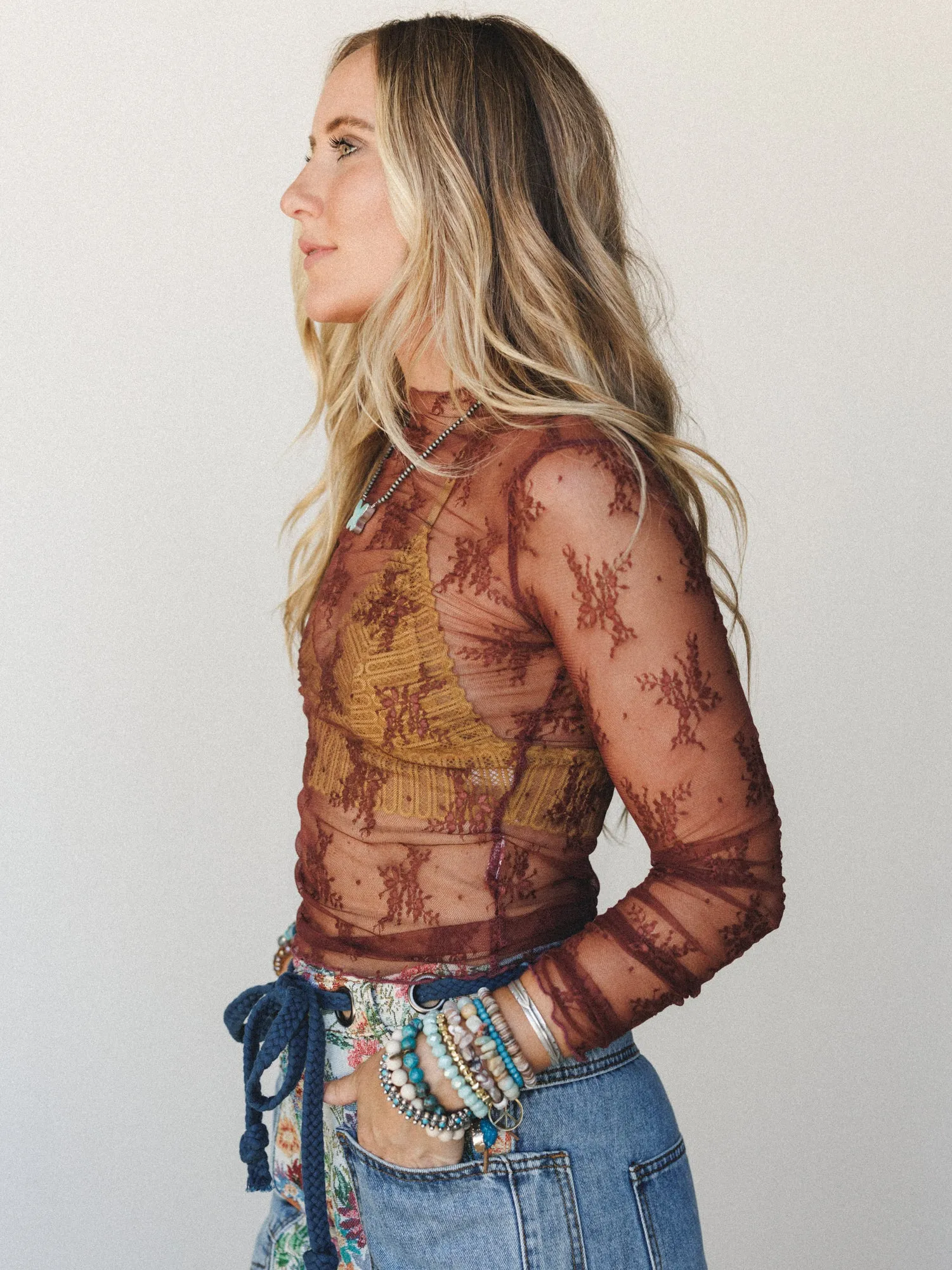 In Love with Lace Layering Top - Red Bean sold by Three Bird Nest product image thumbnail 3