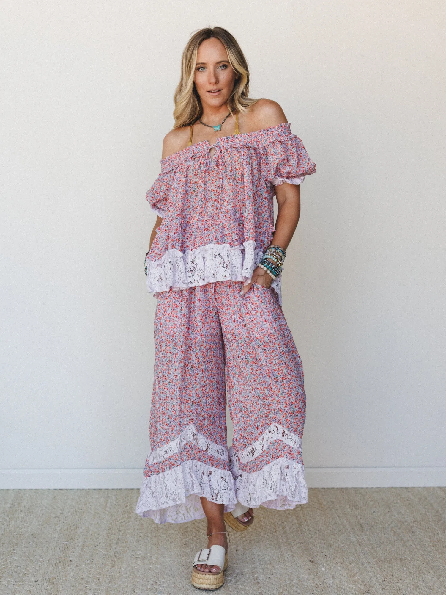 Fantasy Blooms Pants Set - Lilac sold by Three Bird Nest