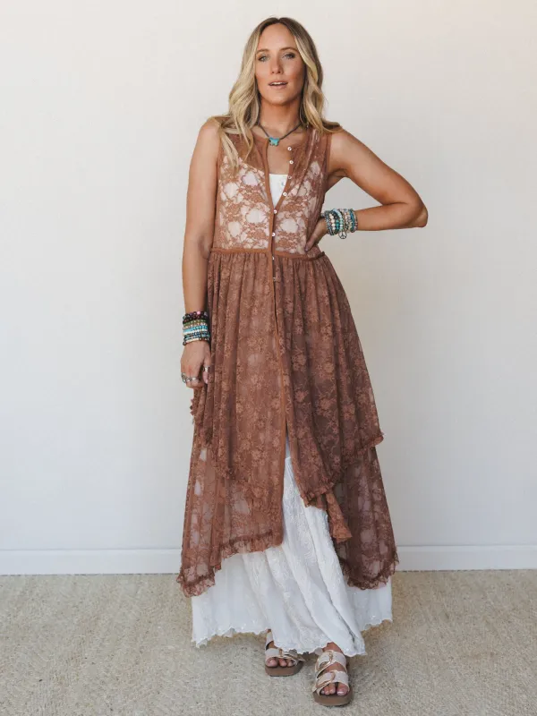 Sienna Lace Dress - Mocha Mousse made by Davi & Dani
