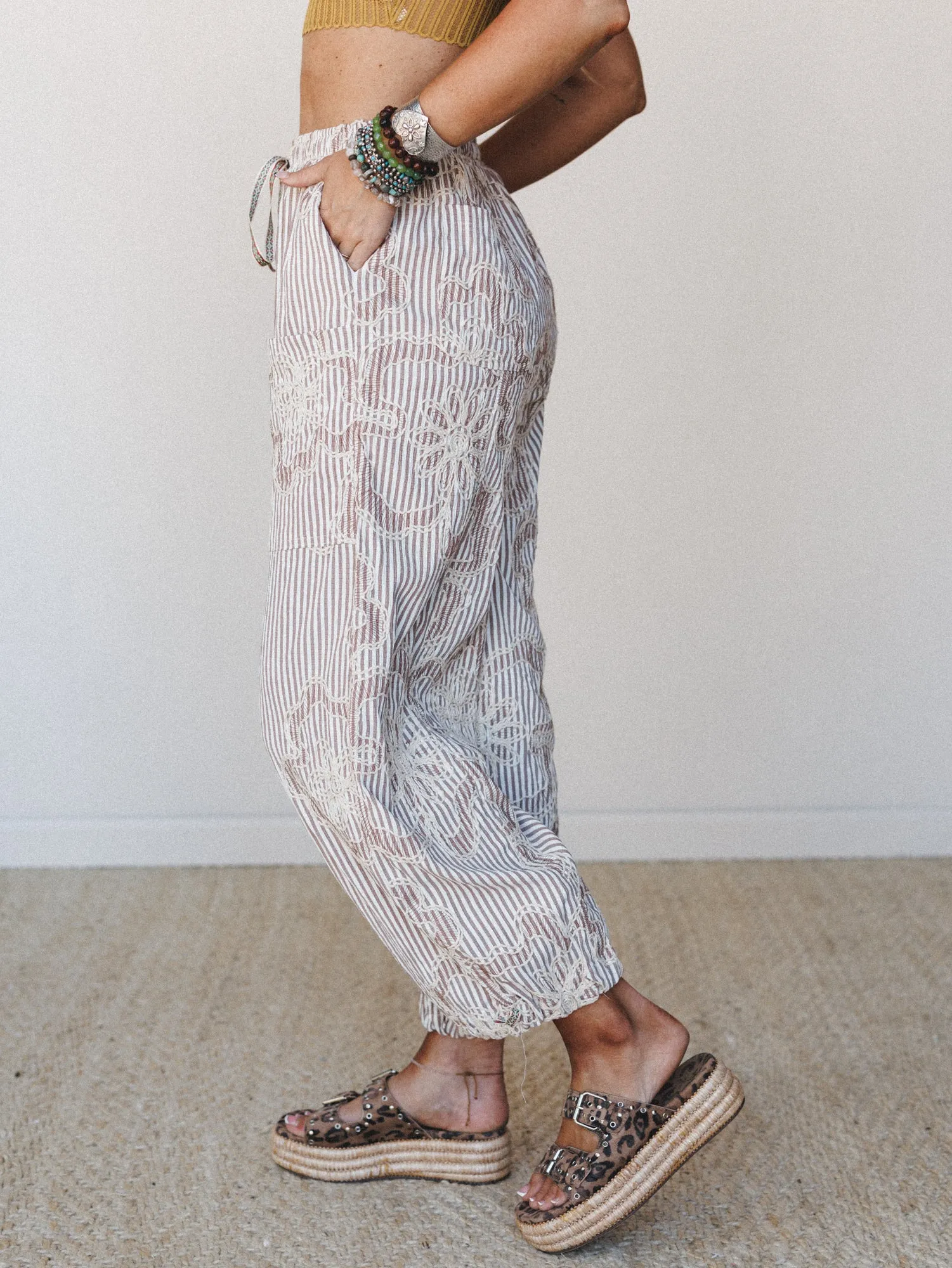 Sunlit Dream Embroidered Pants - Mocha sold by Three Bird Nest product image thumbnail 2