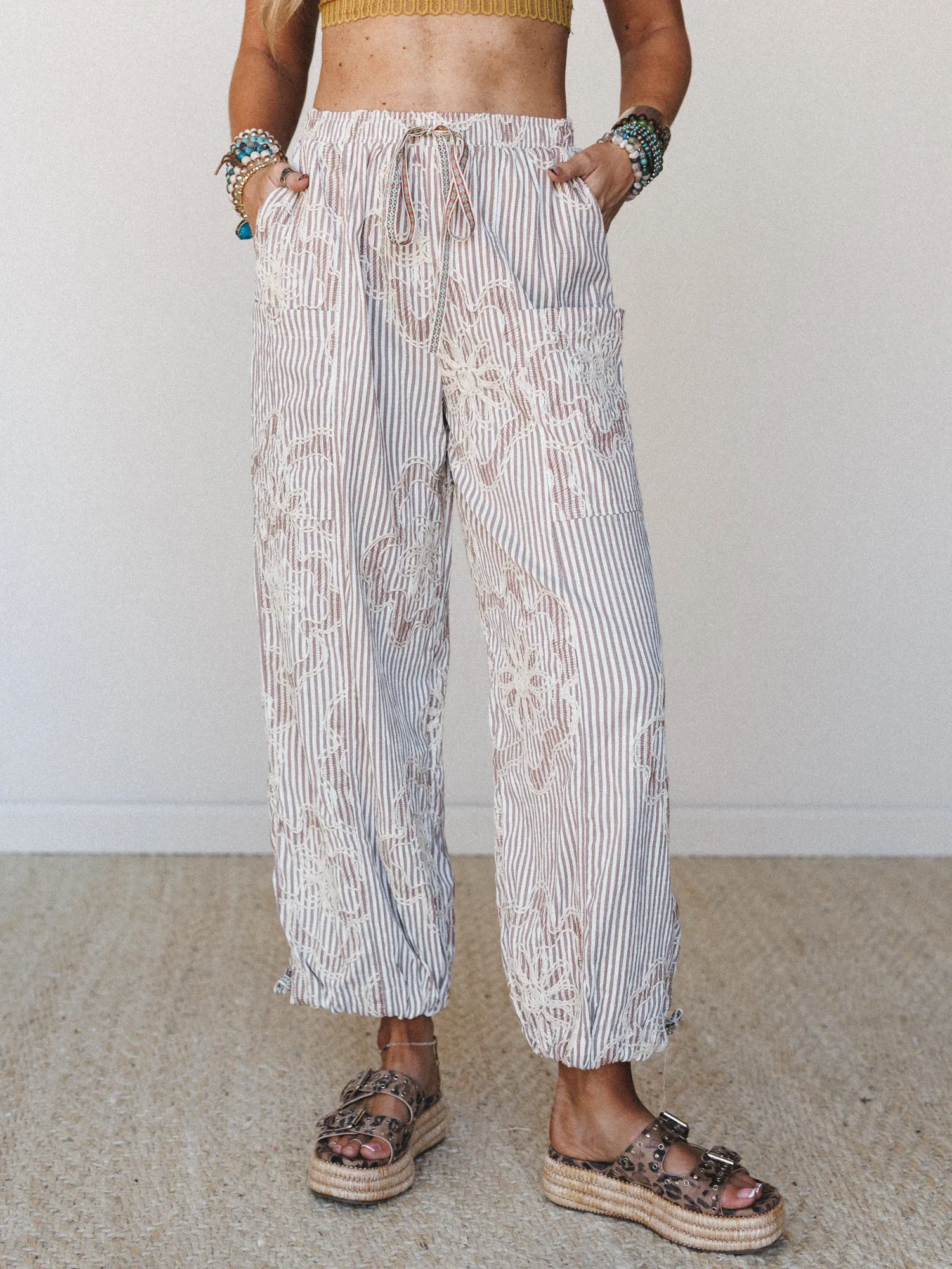 Sunlit Dream Embroidered Pants - Mocha sold by Three Bird Nest product image thumbnail 5