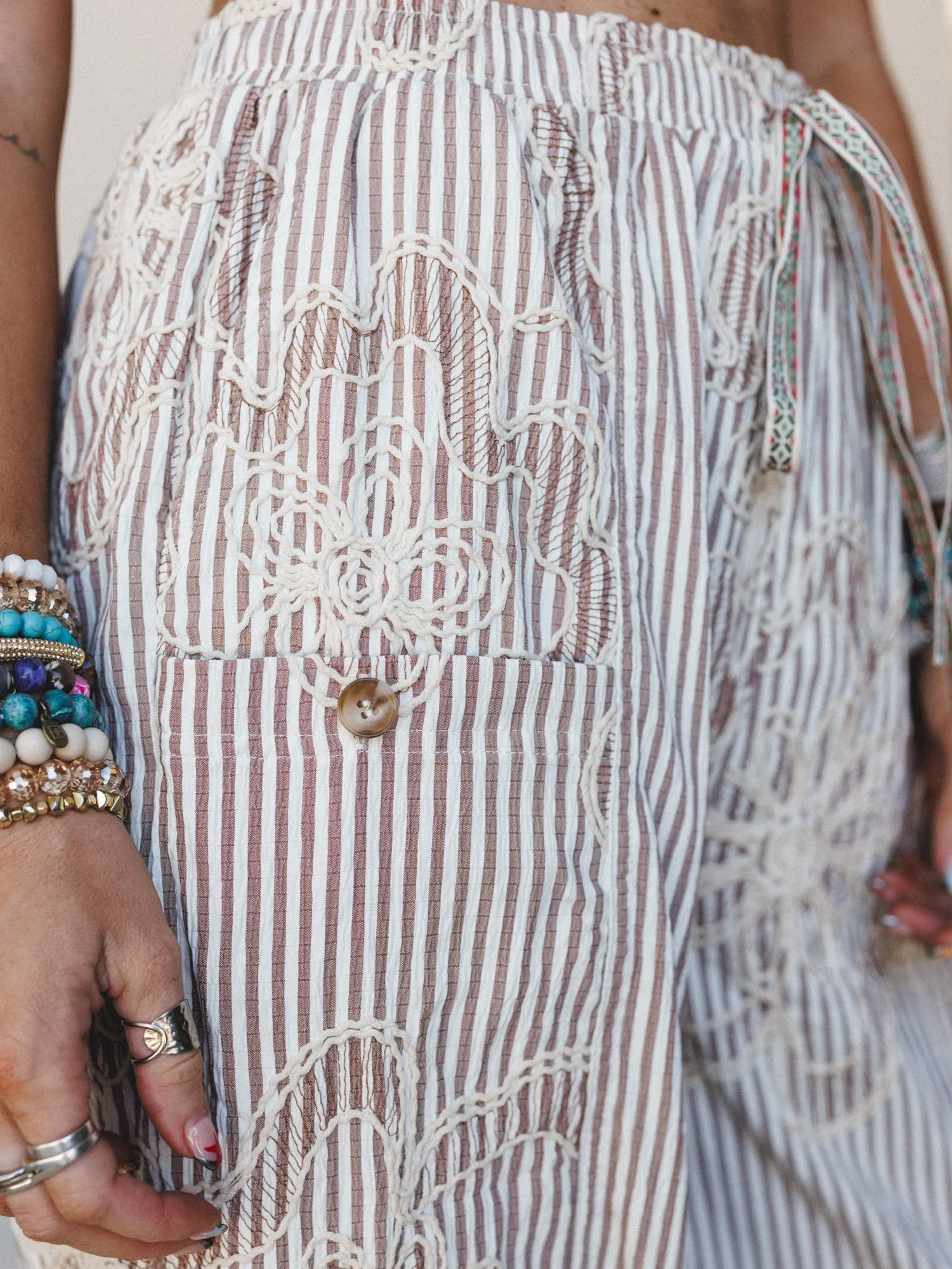 Sunlit Dream Embroidered Pants - Mocha sold by Three Bird Nest product image thumbnail 3